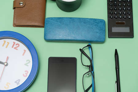 Image of work or schedule with green background