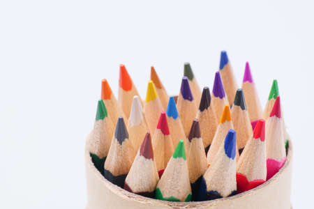 Colorful colored pencils in a tube