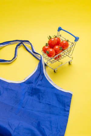 Mini tomato in my bag and cartの写真素材