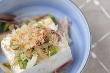 A cold fellow with okra and myo-gyoの写真素材