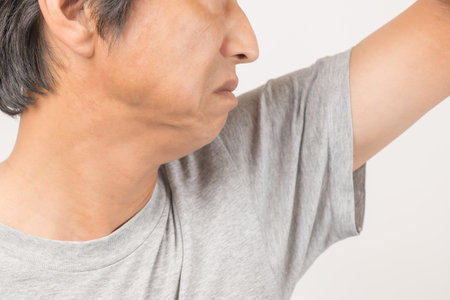 Middle-old man with age-related odorの写真素材