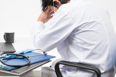 Tired Male Doctorの写真素材