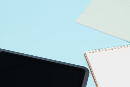 Tablet and stationeryの写真素材