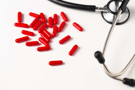 Capsules and stethoscopesの写真素材