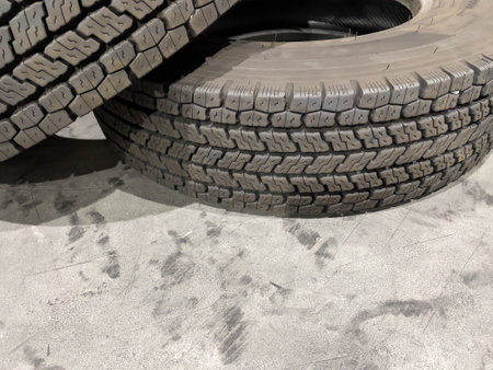 Stored studless tires for trucksの写真素材