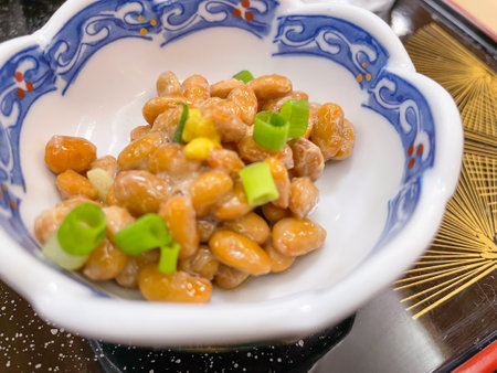 Natto served with breakfastの写真素材
