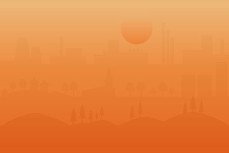 Sunset above urban landscapeのイラスト素材
