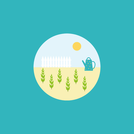 Vector plant flat icon. Garden illustration with young plant in circle on blue background.のイラスト素材