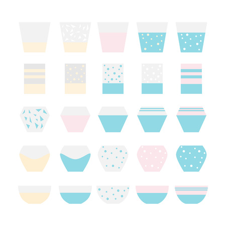 Vector flower pots flat set. Colorful pots on white background.のイラスト素材