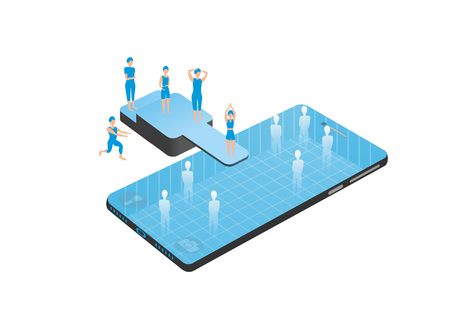 Vector illustration in blue and white colorsのイラスト素材