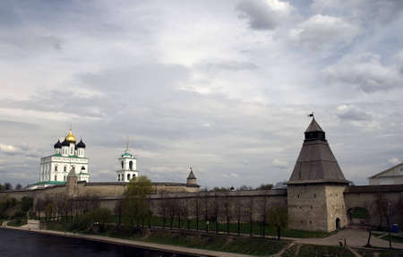 Stone old castle wall and the churchの写真素材