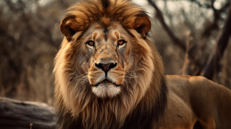 Portrait of a male lion (Panthera leo)の素材