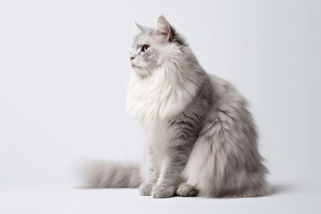 Siberian cat on a white background. Studio photo of a cat.の素材