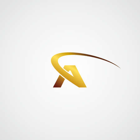 a golden swoosh logo designのイラスト素材