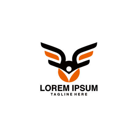 Happy People With Wings Logo Vector Icon Illustrationのイラスト素材