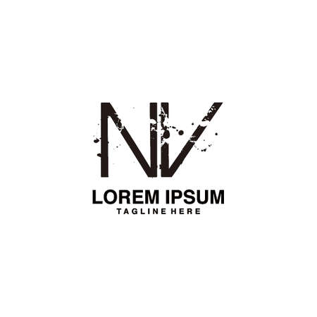 Creative and Minimal style black color initial based NV and VN logoのイラスト素材