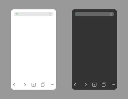 Browser mockup in light and dark mode. Template of mobile browser in dark and white colors. Isolated internet template. Vectorのイラスト素材