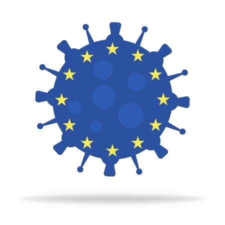 European union flag as virus. Europe in risk cause of coronavirus. Infected Europe icon with shadow. Vector EPS 10のイラスト素材