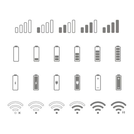Set of wifi, battery and signal icons on smartphone. Vector EPS 10のイラスト素材