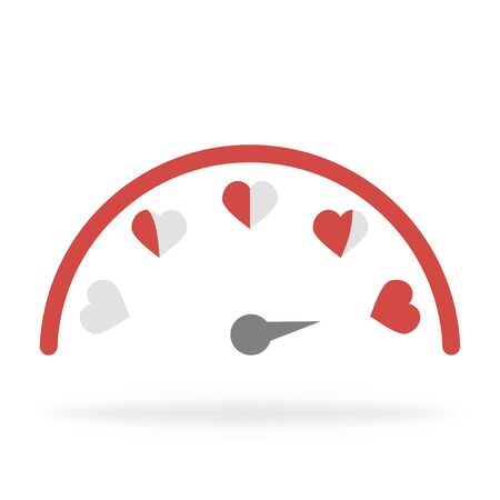 Love rating infographic. Romantic test. Measure of love. Diagram with hearts in red and shadow. Vector EPS 10 .のイラスト素材
