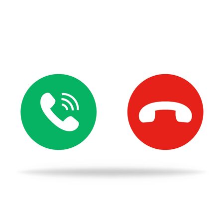 Phone icon in retro style in round button. Green and red. Vector EPS 10のイラスト素材