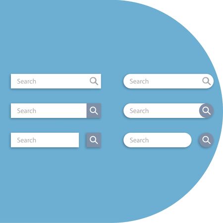 Set of search field with loupe icon and text in flat design and shadow. Vector EPS 10のイラスト素材