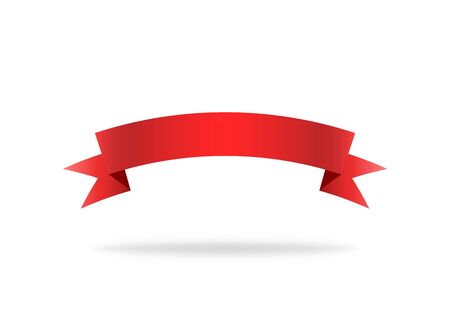 Red ribbon. Premium stripe for decoration. Vector isolated icon. Label or bookmark template. Symbol of flag or design. Curve silk label. Vector EPS 10.のイラスト素材