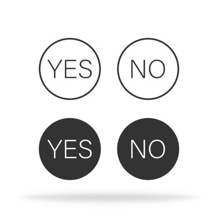 Yes or no text icon. Correct or incorrect set. Vote symbol. Positive or negative result. Ok or bad isolated set. Vector EPS 10のイラスト素材