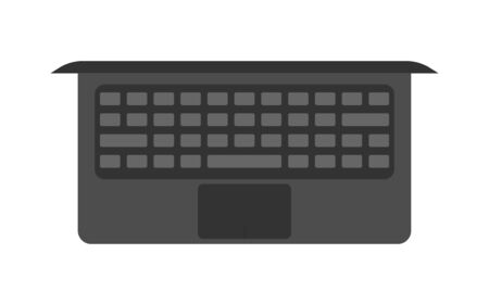 Modern laptop isolated pc. Computer with keyboard in vector with blank design. Isolated black mockup. Mobile portable device. Vector EPS 10.のイラスト素材