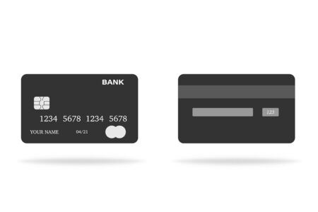 Bank credit and debit card icon. Payment plastic illustration card in flat design. Money and business transfer cash. Vector EPS 10のイラスト素材