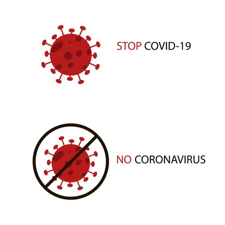 Stop covid-19 and no to coronavirus. Caution and warn isolated icon. Virus sign. Vector EPS 10.のイラスト素材