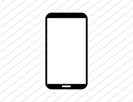 Smartphone icon with white background. Mobile display screen with black frame. Mockup of smart phone. New modern device. Isolated illustration of technology. Vector EPS 10のイラスト素材