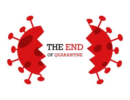 End of quarantine motivation icon. Life after coronavirus. Virus defeat. No more infection and self isolation. Epidemic is gone. Stop covid. Vector EPS 10のイラスト素材