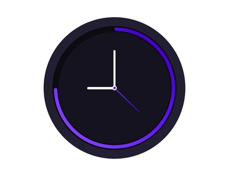 Wall clock or watch isolated icon. Vector round time with minute and second. Colorful design with violet gradient. Vector EPS 10.のイラスト素材
