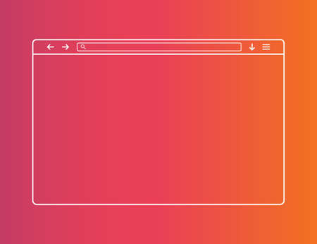 Web browser window. Template of website interface. Social media style of outline browser. Mockup of web window in simple linear design. Search bar with loupe and arrows. Vector EPS 10.のイラスト素材