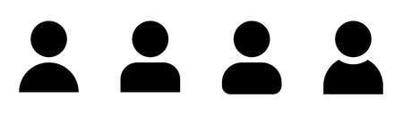 User avatar icons. Glyph profile symbol. Filled avatar sign. Black profile setのイラスト素材