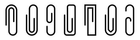 Paper clip icons set. Black paperclip collection. Attach symbol. Document staple iconsのイラスト素材