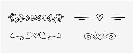 Love dividers sketch. Hand drawn romantic divider in doodle style. Heart shape with arrows doodle. Handdrawn decorative art shape.のイラスト素材
