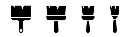 Paintbrush set. Paint brush collection. Drawing brush symbol. Different style of paintbrushのイラスト素材