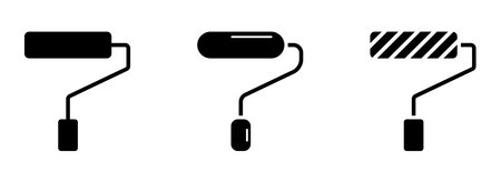 Paint roller set. Paint brush icon in black. Roller symbol for painting.のイラスト素材