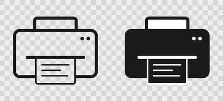 Printer icon. Outline printer sign. Transparent printer pictogram. Isolated fax and scanner symbol. Vector illustration.のイラスト素材