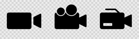 Video camera icons set. Camera symbol in black. Video symbolのイラスト素材