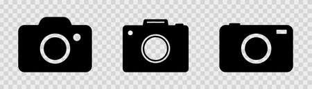 Photo camera icons set. Camera symbol in black.のイラスト素材
