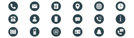 Contact icons set. Contact us premium icons. Phone symbol. Mail pictogram. Web illustrationのイラスト素材