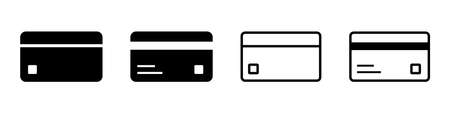 Credit card icons set. Outline and glyph style. Money symbol. Transparent ID card vector.のイラスト素材