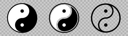 Ying and yang symbol. Harmony icons set. Yin yang in circle. Balance symbol in black and whiteのイラスト素材
