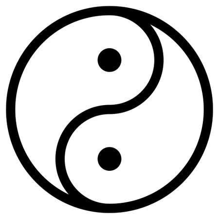 Ying and yang. Harmony symbol. Outline yin yang in circle. Transparent balance symbol in black and whiteのイラスト素材