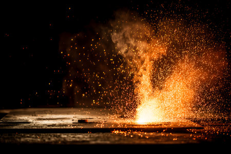 Explosion fire sparks flash dark abstract danger power energy dynamicの素材