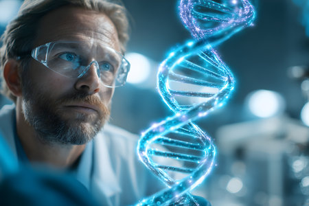 Scientist working with dna molecule in laboratory. Biotechnology conceptの素材