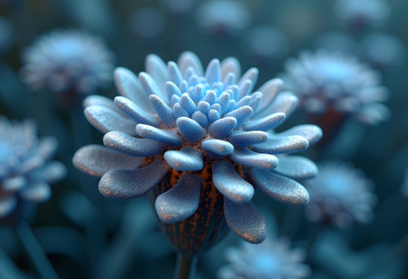 Beautiful blue flower in the garden. Close-up shot.の素材
